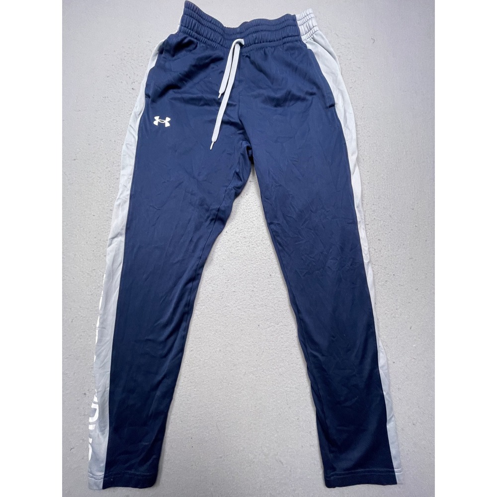Under Armour Track Pants 100% Polyester Navy Blue Gray Small Mens